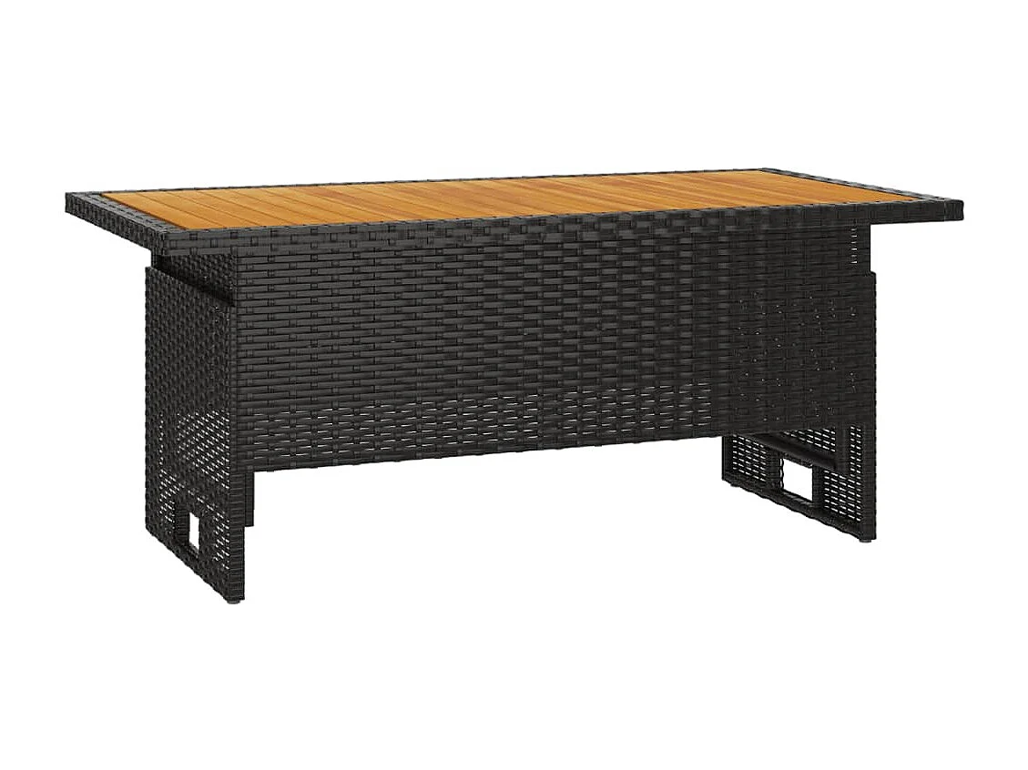 Table de jardin noir 100x50x43/63 cm acacia et résine tressée GHR36801