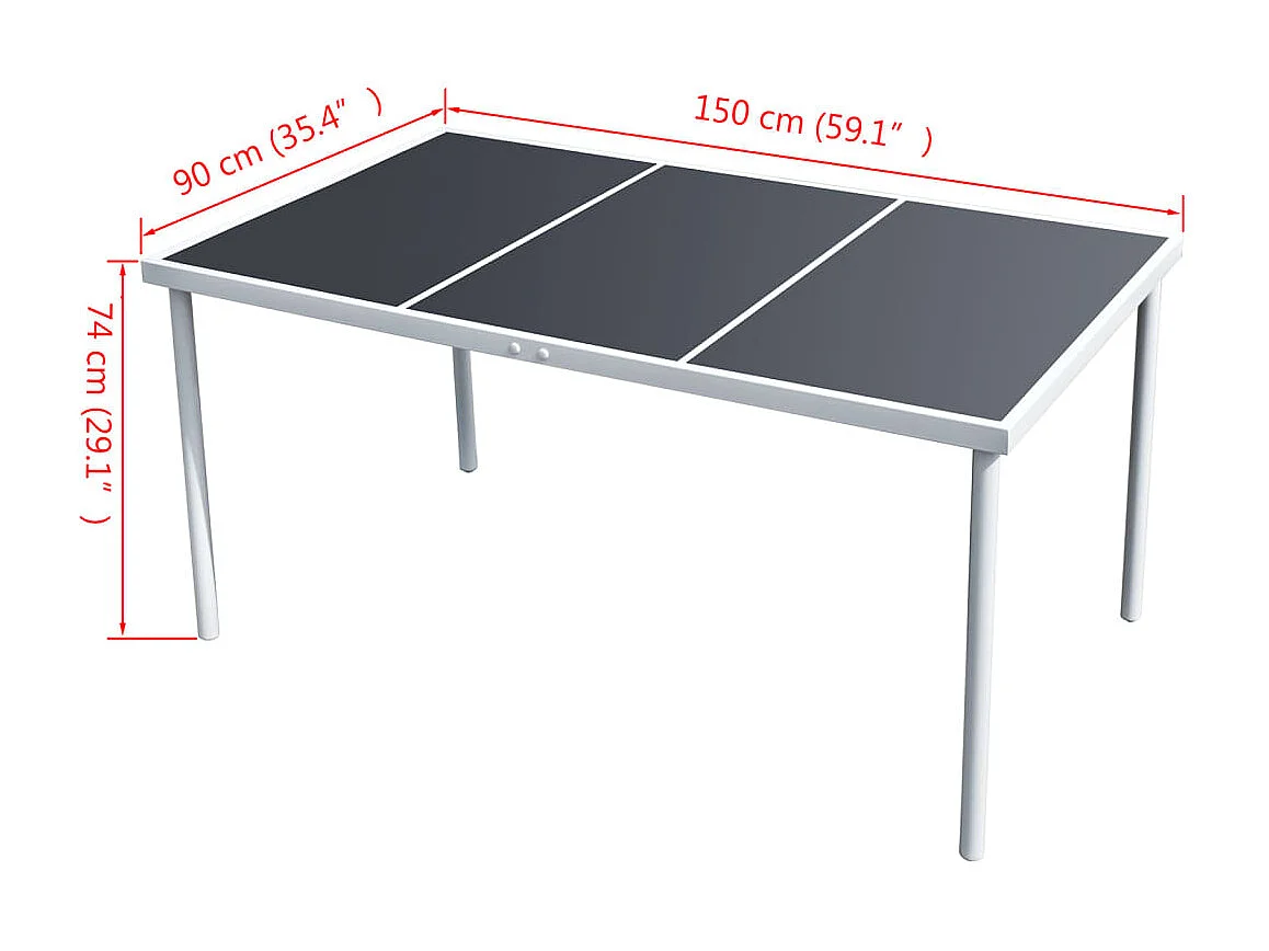 Table de jardin 150x90x74 cm Noir Acier GHR84332