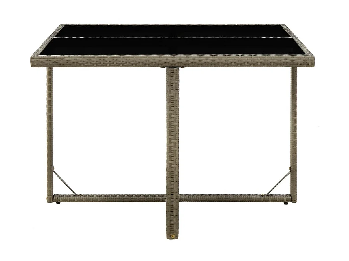 Table de jardin Gris 109x107x74 cm Résine tressée et verre GHR86444