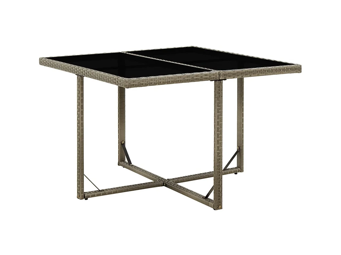 Tuintafel 109x107x74 cm poly rattan en glas grijs NL183704