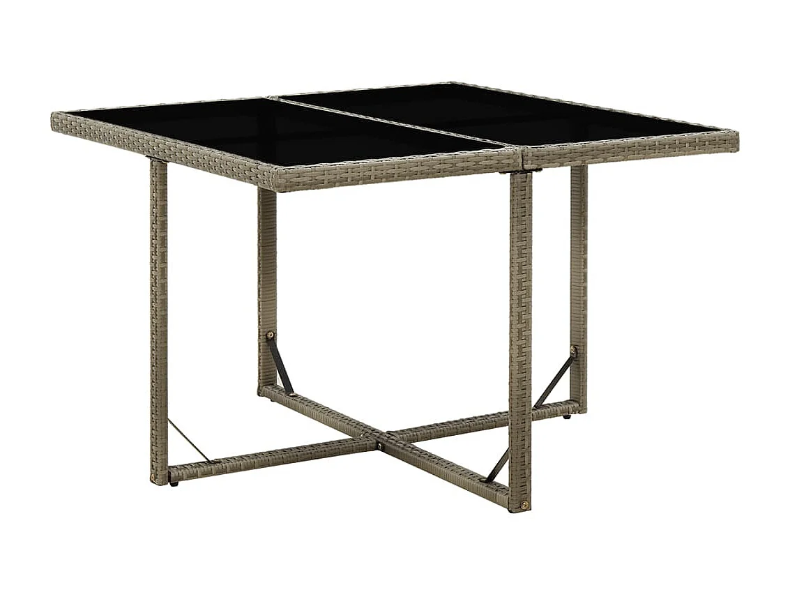 Mesa de comedor de jardín ratán sintético y vidrio gris 109x107x74 cm KOW63253
