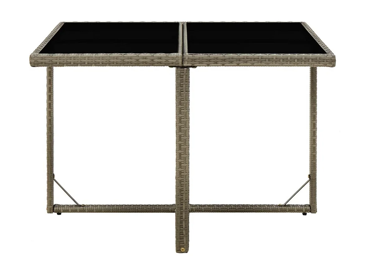 Mesa de comedor de jardín ratán sintético y vidrio gris 109x107x74 cm KOW63253
