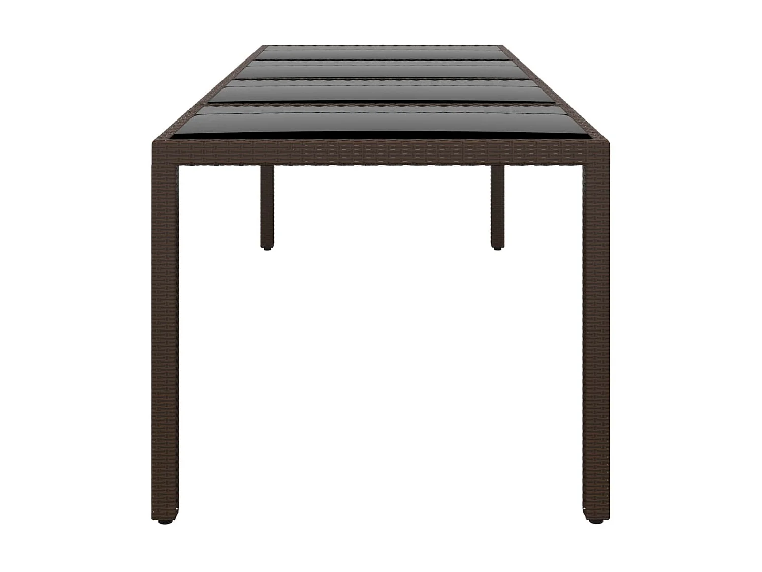 Mesa de jardim com tampo de vidro vime PE castanho PT495027