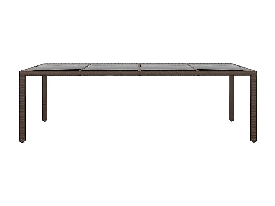 Mesa de comedor de jardín superficie de vidrio ratán sintético marrón KOW69006