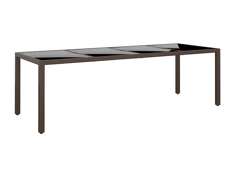 Table de jardin avec dessus en verre marron résine tressée GHR57401