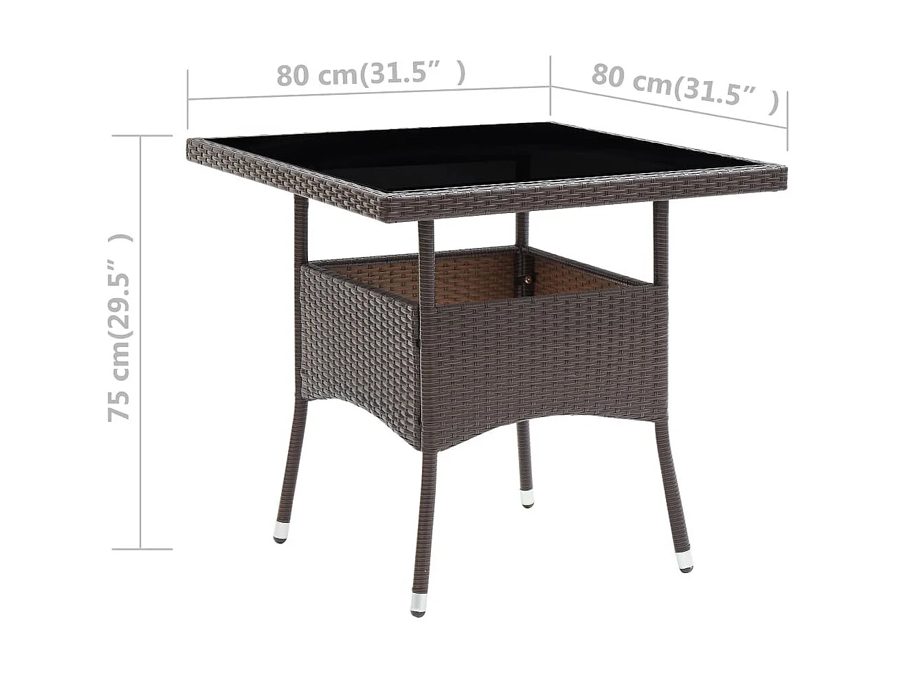 Table de salle à manger de jardin Marron Résine tressée GHR92799