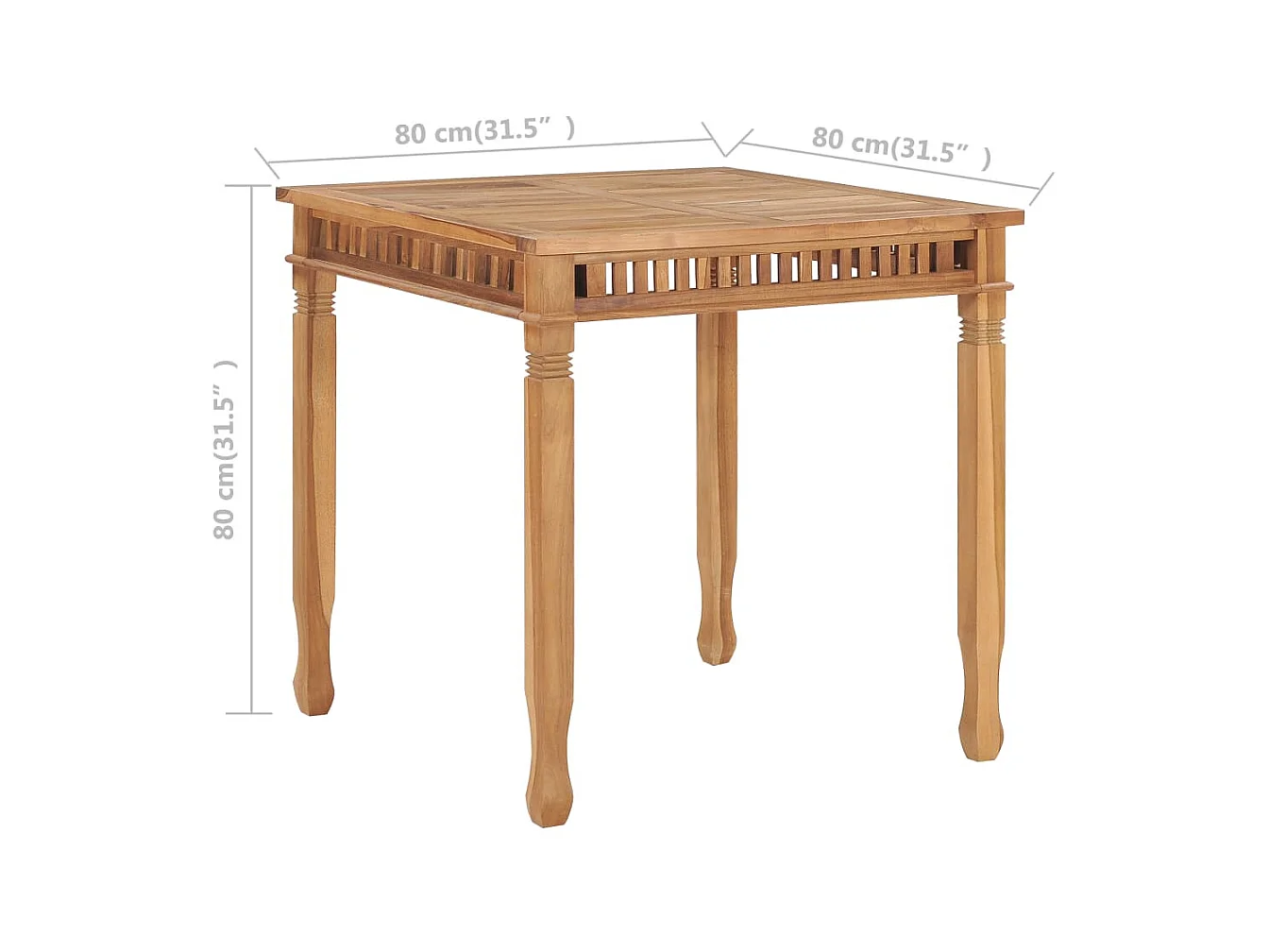 Table à manger de jardin 80x80x80 cm Bois de teck solide GHR66374
