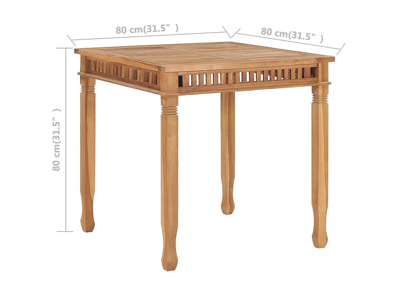 Table à manger de jardin 80x80x80 cm Bois de teck solide GHR66374