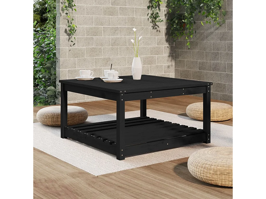 Table de jardin noir 82,5x82,5x45 cm bois massif de pin GHR54791