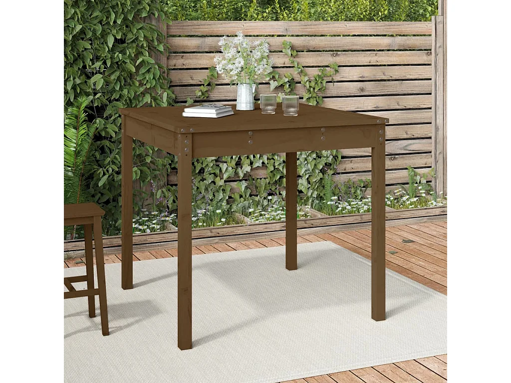 Table de jardin marron miel 82,5x82,5x76 cm bois massif de pin GHR24817