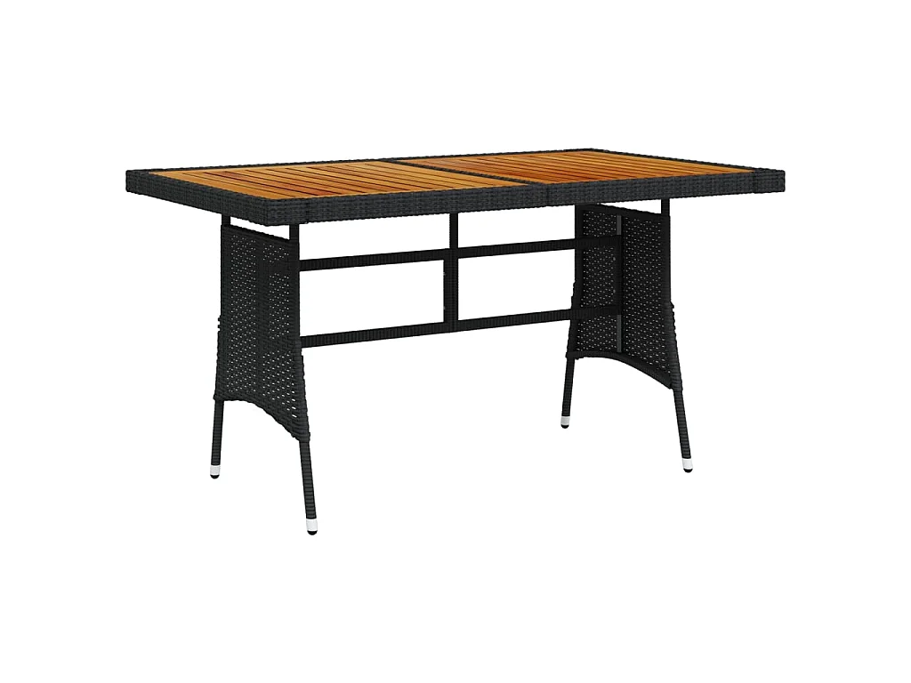 Tuintafel 130x70x72 cm poly rattan en massief acaciahout zwart NL463455