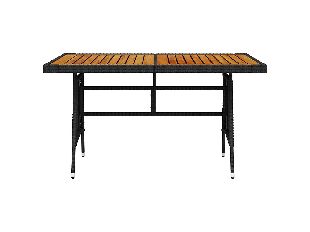 Tuintafel 130x70x72 cm poly rattan en massief acaciahout zwart NL463455