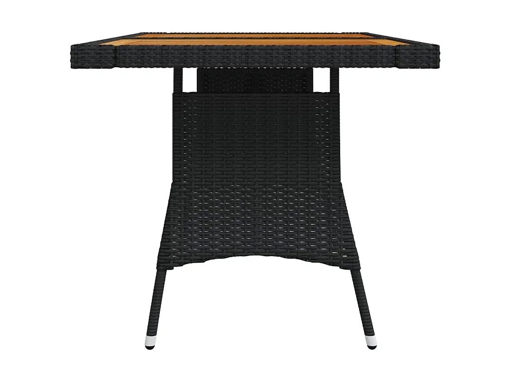 Tuintafel 130x70x72 cm poly rattan en massief acaciahout zwart NL463455