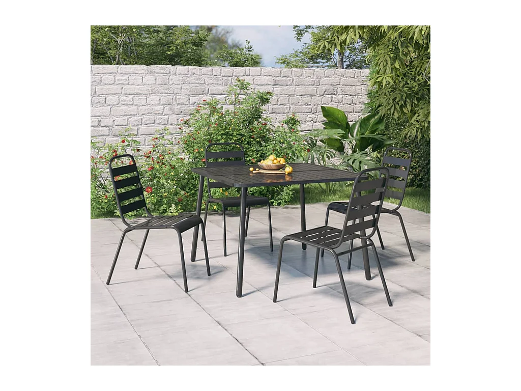 Table de jardin anthracite 100x100x71 cm acier GHR30492