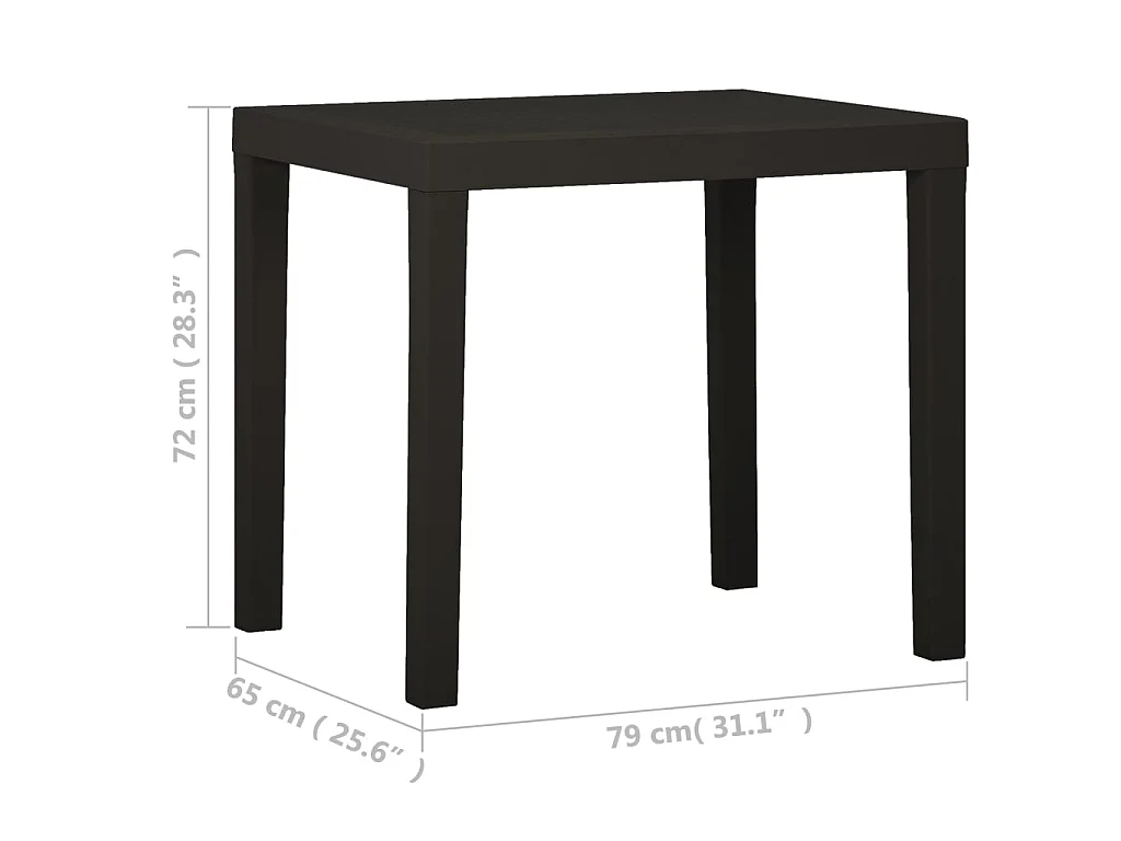 Table de jardin Anthracite 79x65x72 cm Plastique GHR99369