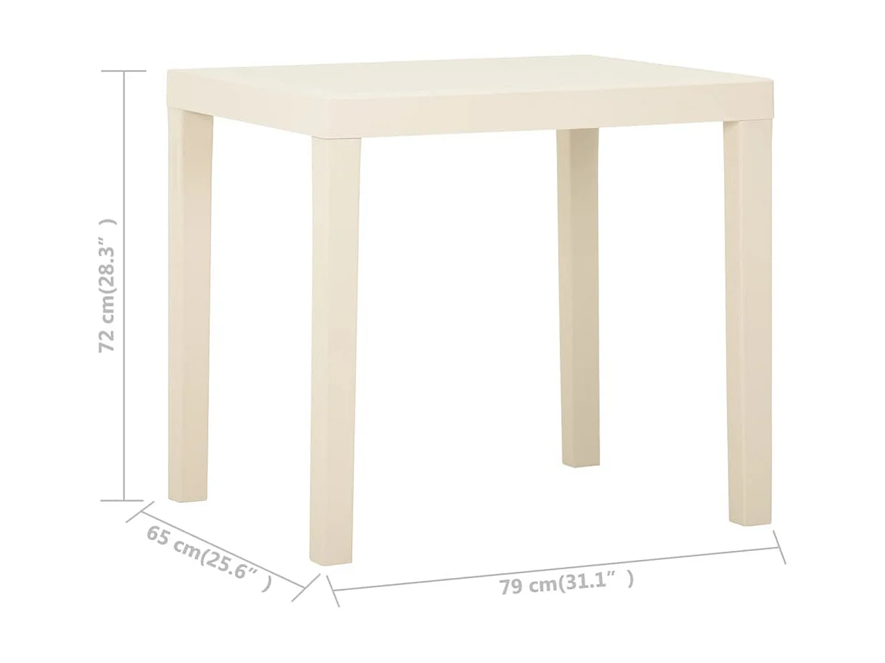 Tuintafel 79x65x72 cm kunststof wit NL961516