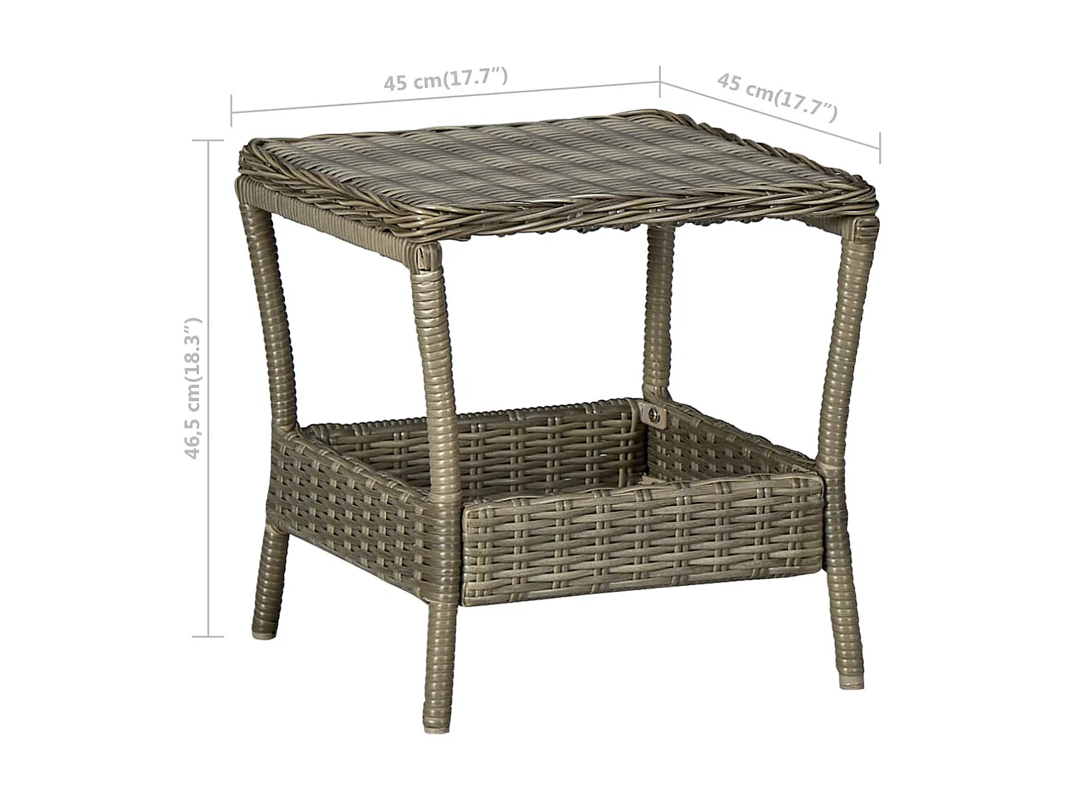 Table de jardin Marron 45x45x46,5 cm Résine tressée GHR68954