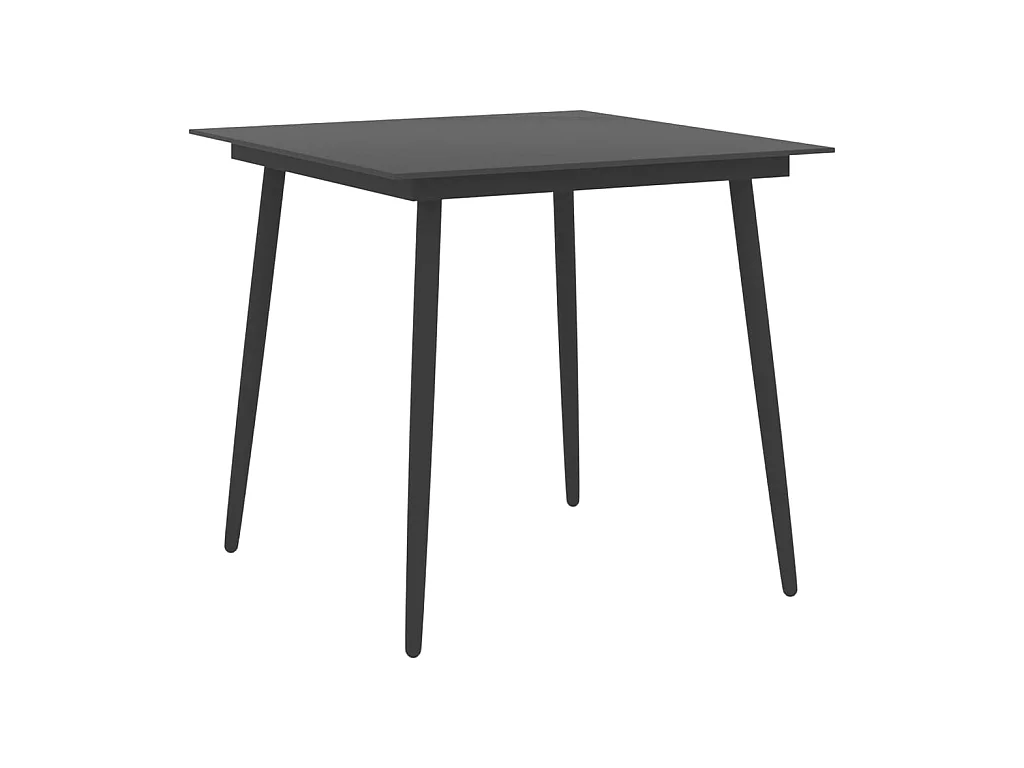 Table à manger de jardin Noir 80x80x74 cm Acier et verre GHR51253