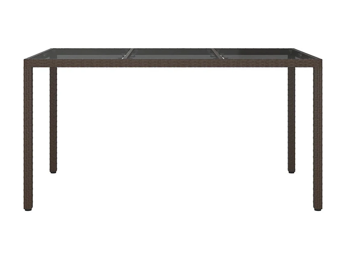 Mesa de comedor de jardín vidrio templado ratán sintético 150x90x75 cm marrón KOW14294