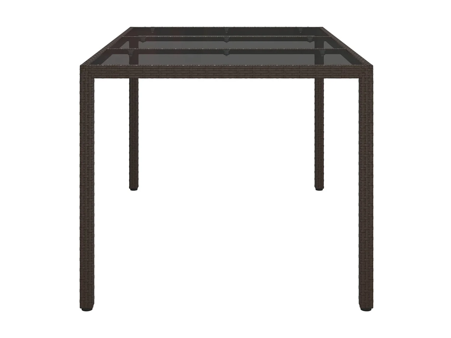 Mesa de comedor de jardín vidrio templado ratán sintético 150x90x75 cm marrón KOW14294