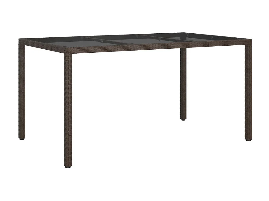 Table de jardin 150x90x75 cm Verre trempé/résine tressée Marron GHR90685