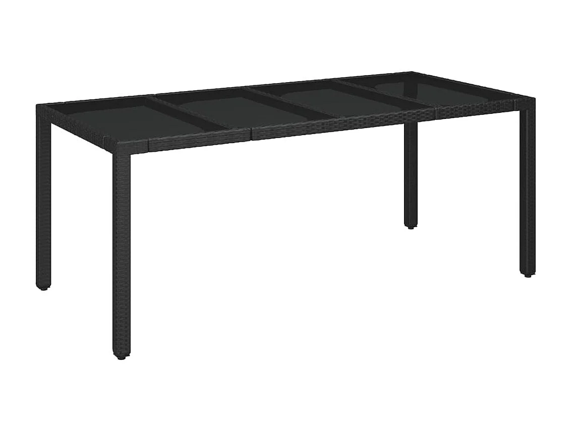 Table de jardin dessus en verre Noir 190x90x75cm Résine tressée GHR52574