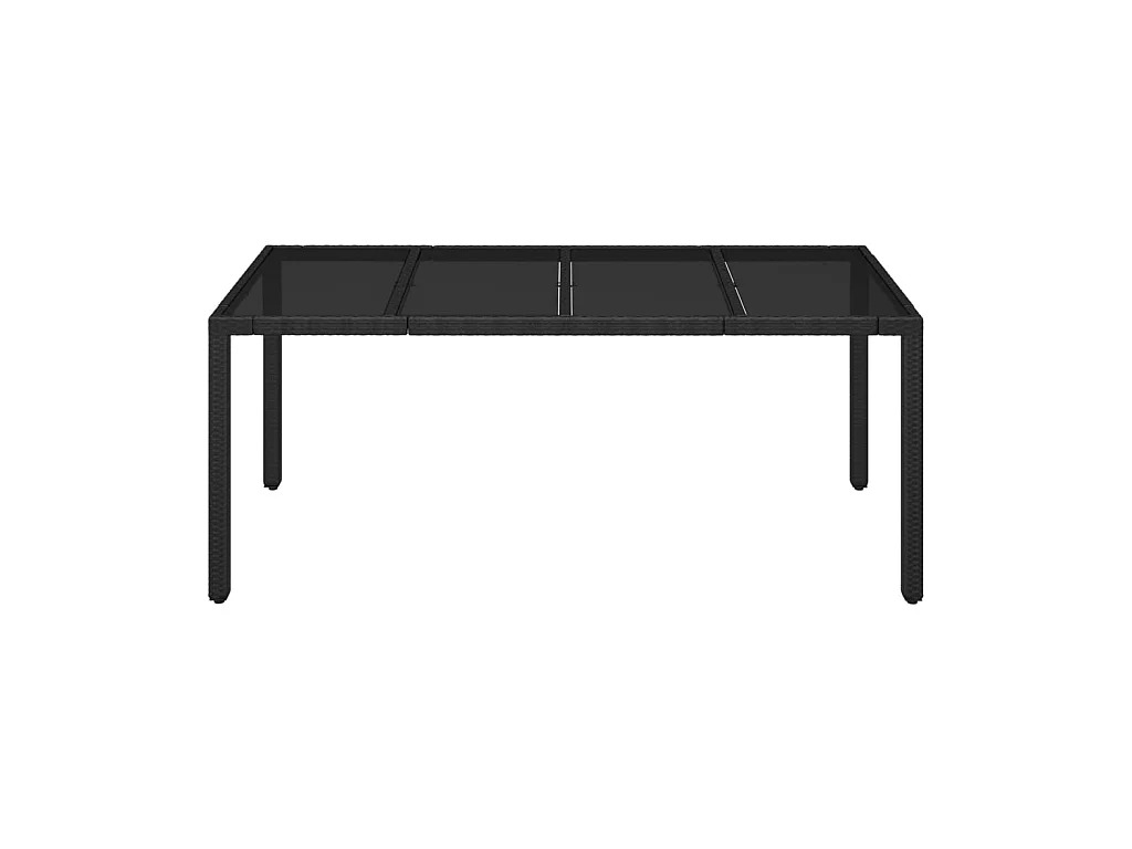 Table de jardin dessus en verre Noir 190x90x75cm Résine tressée GHR52574