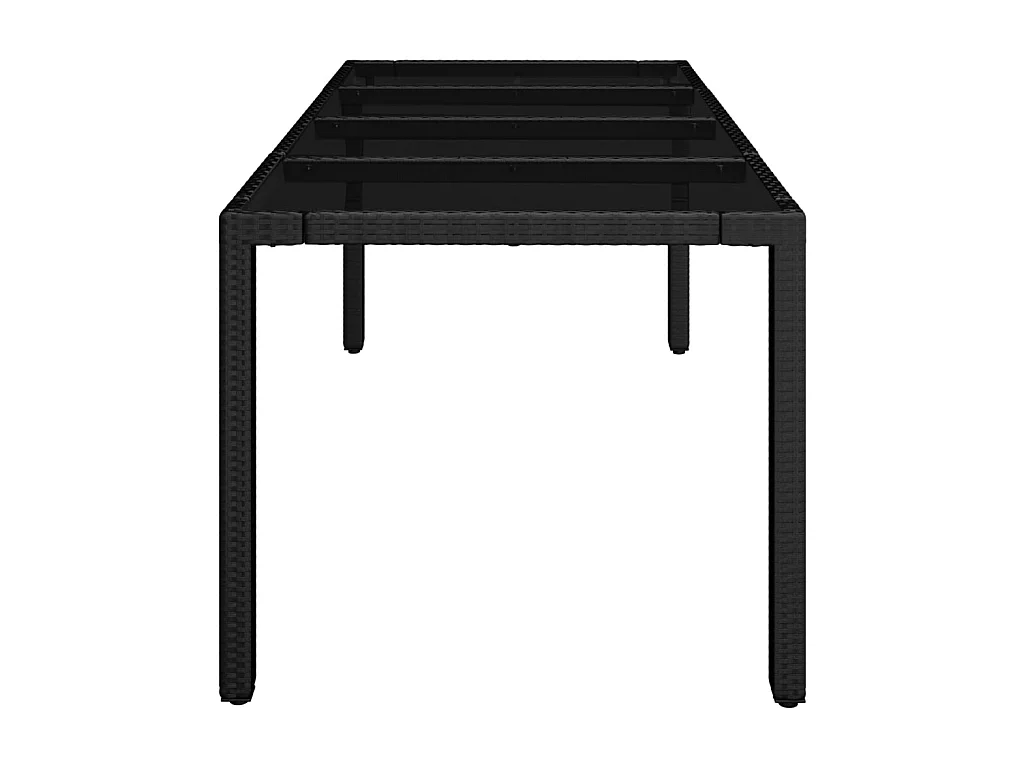 Table de jardin dessus en verre Noir 190x90x75cm Résine tressée GHR52574