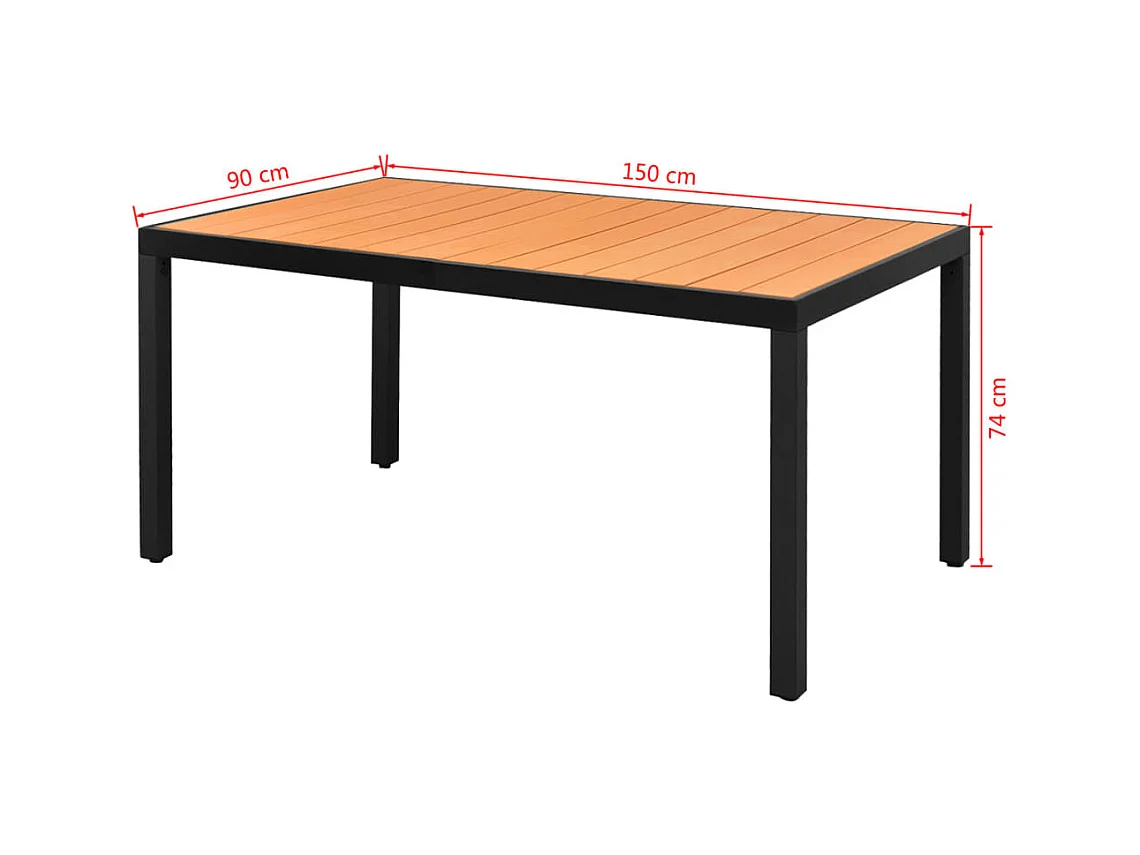 Table de jardin Marron 150 x 90 x 74 cm Aluminium et WPC GHR51139