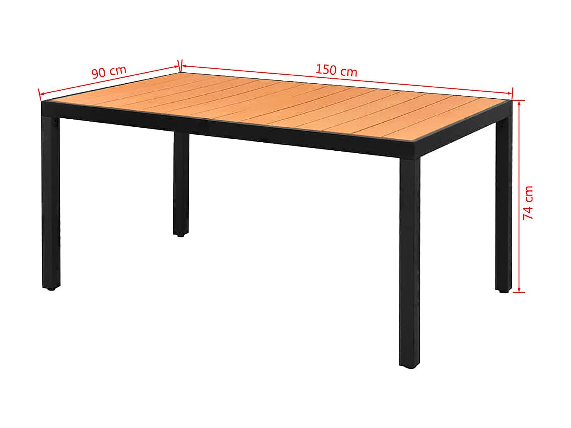 Table de jardin Marron 150 x 90 x 74 cm Aluminium et WPC GHR51139