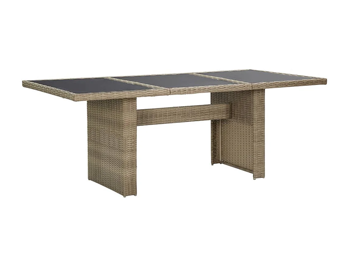 Table à manger de jardin Marron 200x100x74 cm Verre et résine tressée GHR38632