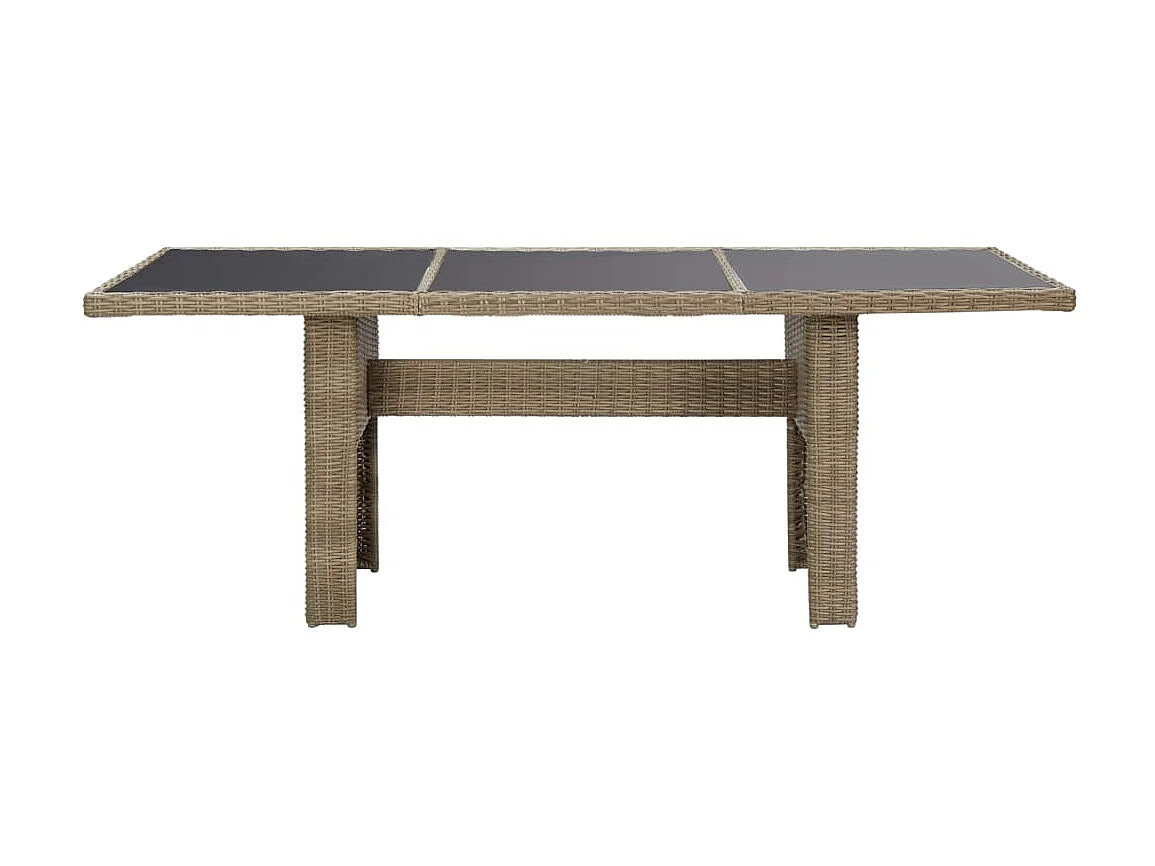 Table à manger de jardin Marron 200x100x74 cm Verre et résine tressée GHR38632