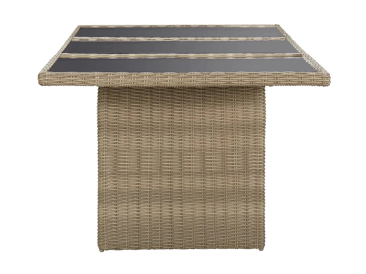Table à manger de jardin Marron 200x100x74 cm Verre et résine tressée GHR38632