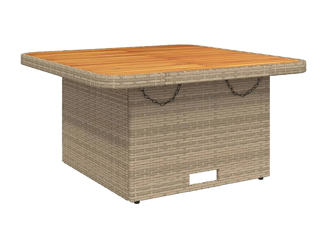 Tuintafel 80x80x71 cm poly rattan en acaciahout beige NL384549