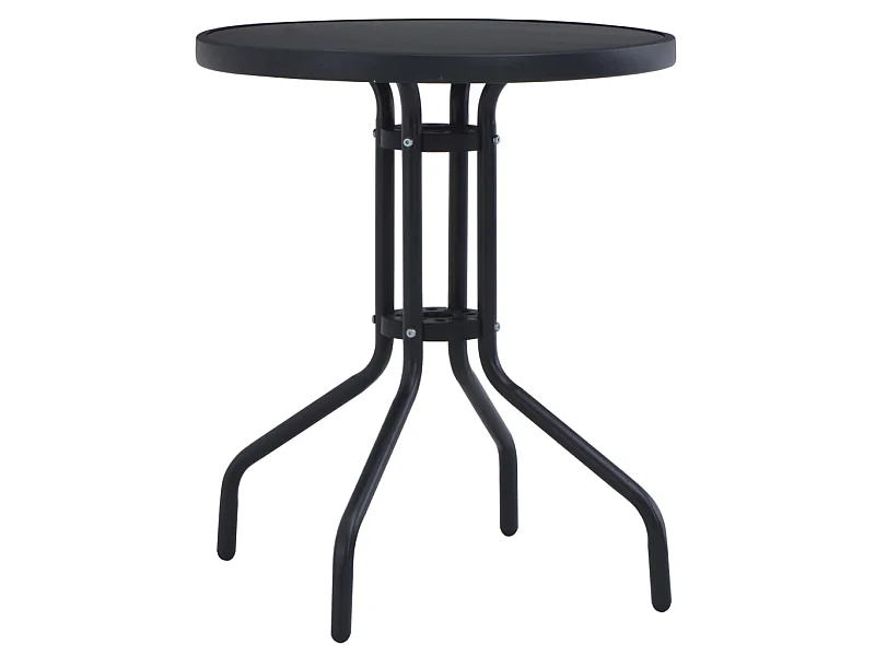 Mesa de jardim 80 cm aço e vidro preto PT311470