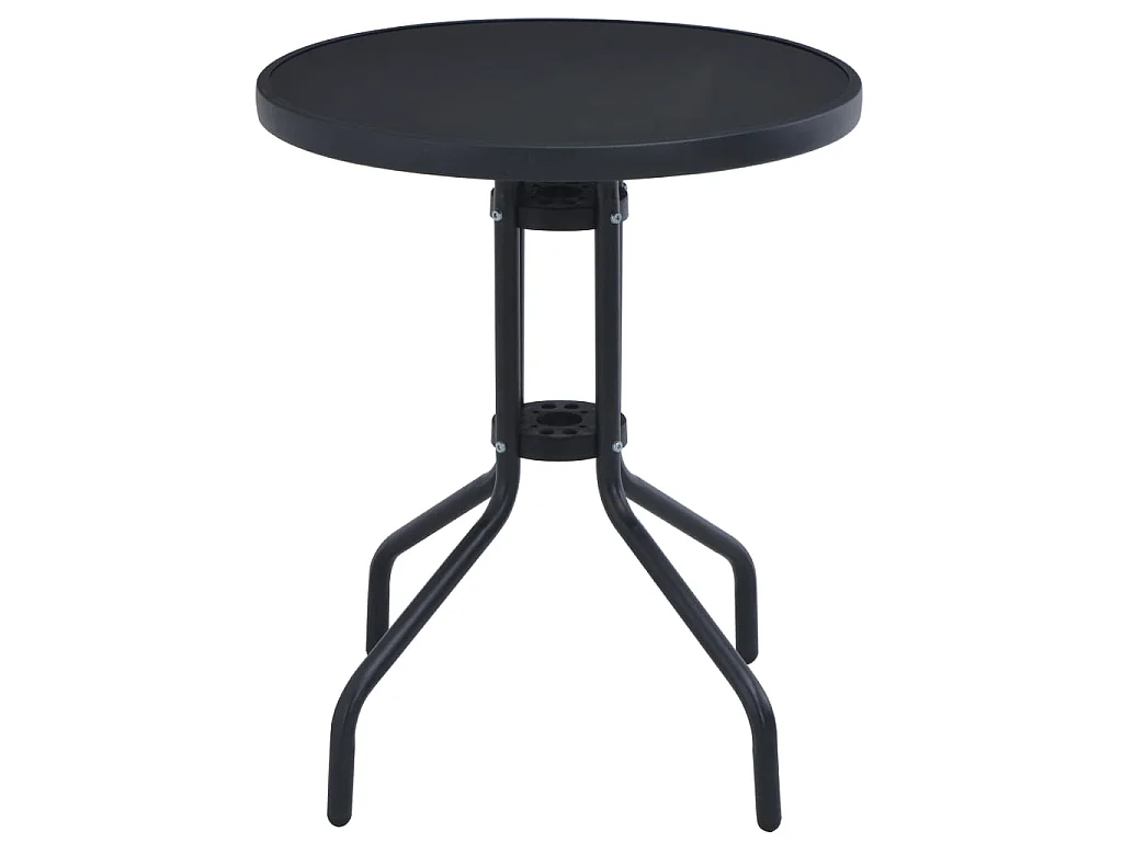 Tuintafel 80 cm staal en glas zwart NL252122