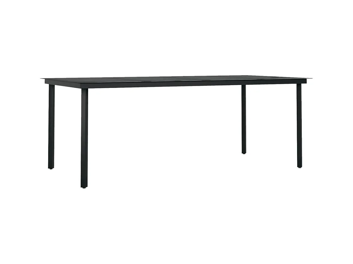 Table à manger de jardin Noir 200x100x74 cm Acier et verre GHR10552