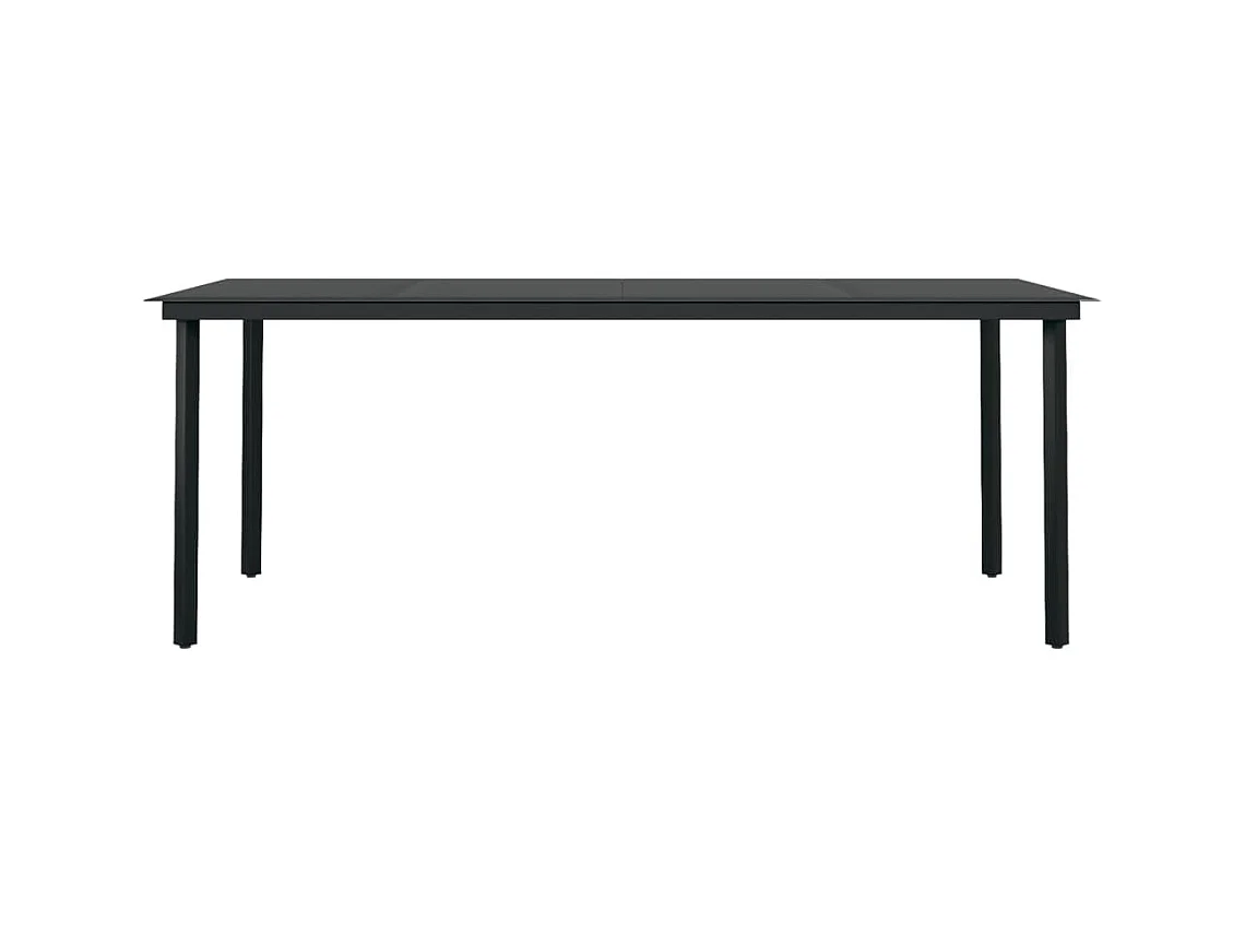 Table à manger de jardin Noir 200x100x74 cm Acier et verre GHR10552