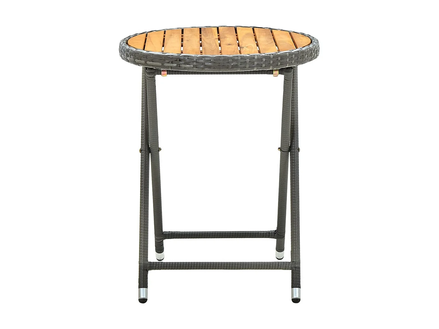 Table à thé Gris 60 cm Résine tressée et bois d'acacia solide GHR71395