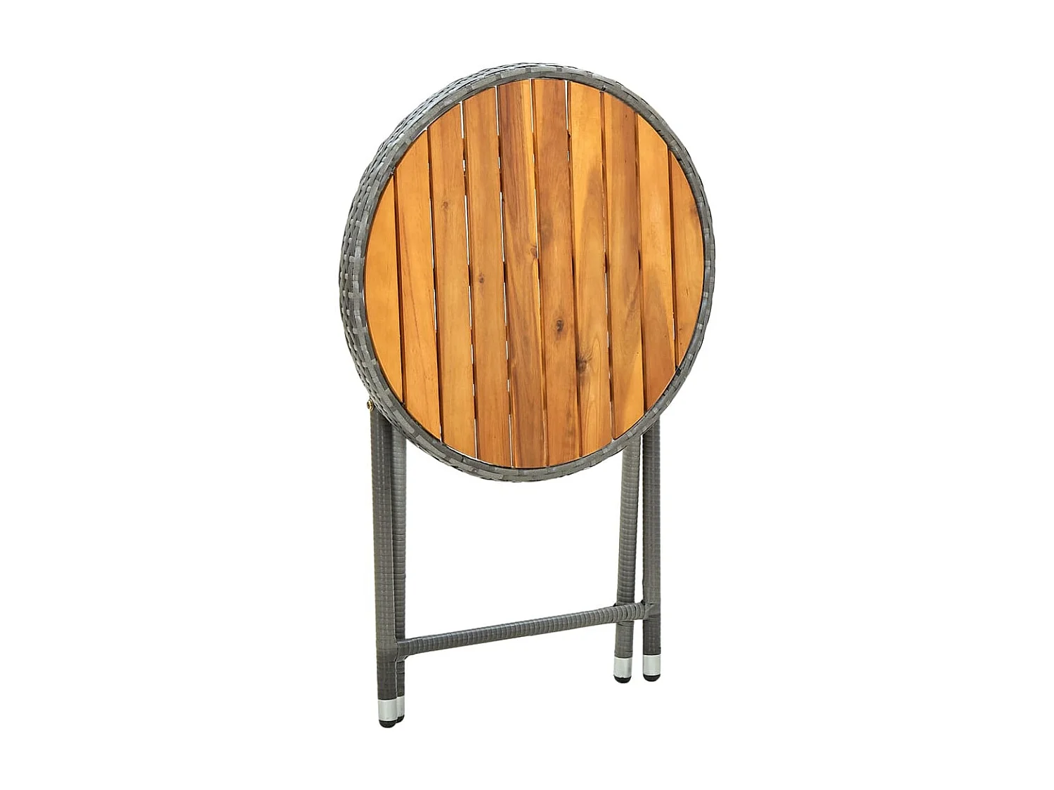 Table à thé Gris 60 cm Résine tressée et bois d'acacia solide GHR71395