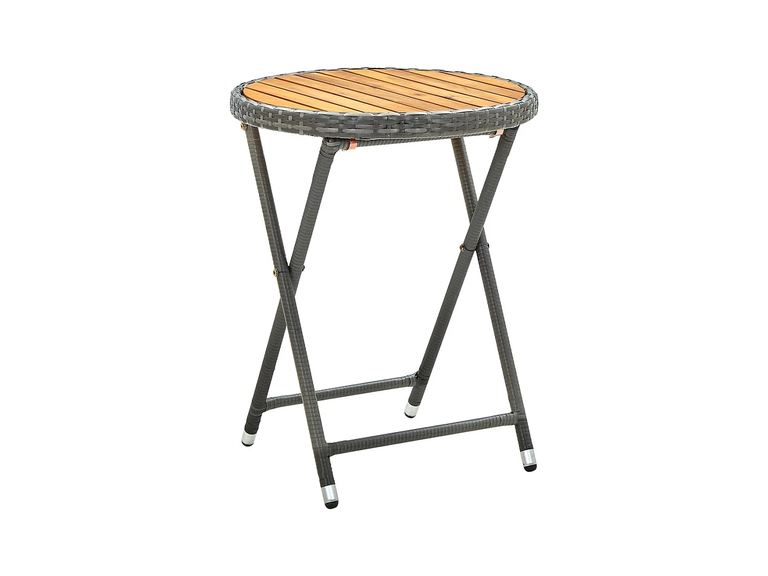 Table à thé Gris 60 cm Résine tressée et bois d'acacia solide GHR71395