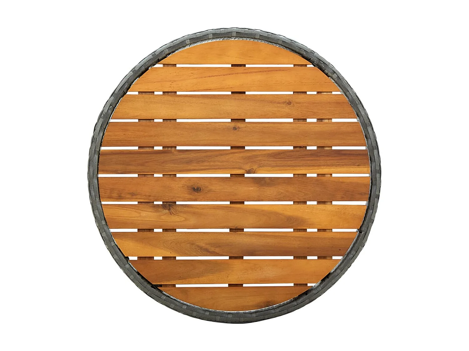 Mesa de chá 60 cm vime PE e madeira de acácia maciça cinzento PT506846