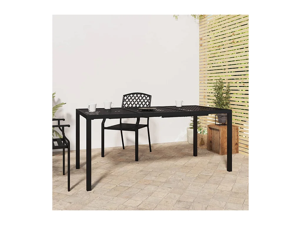 Table de jardin anthracite 165x80x72 cm acier GHR53582