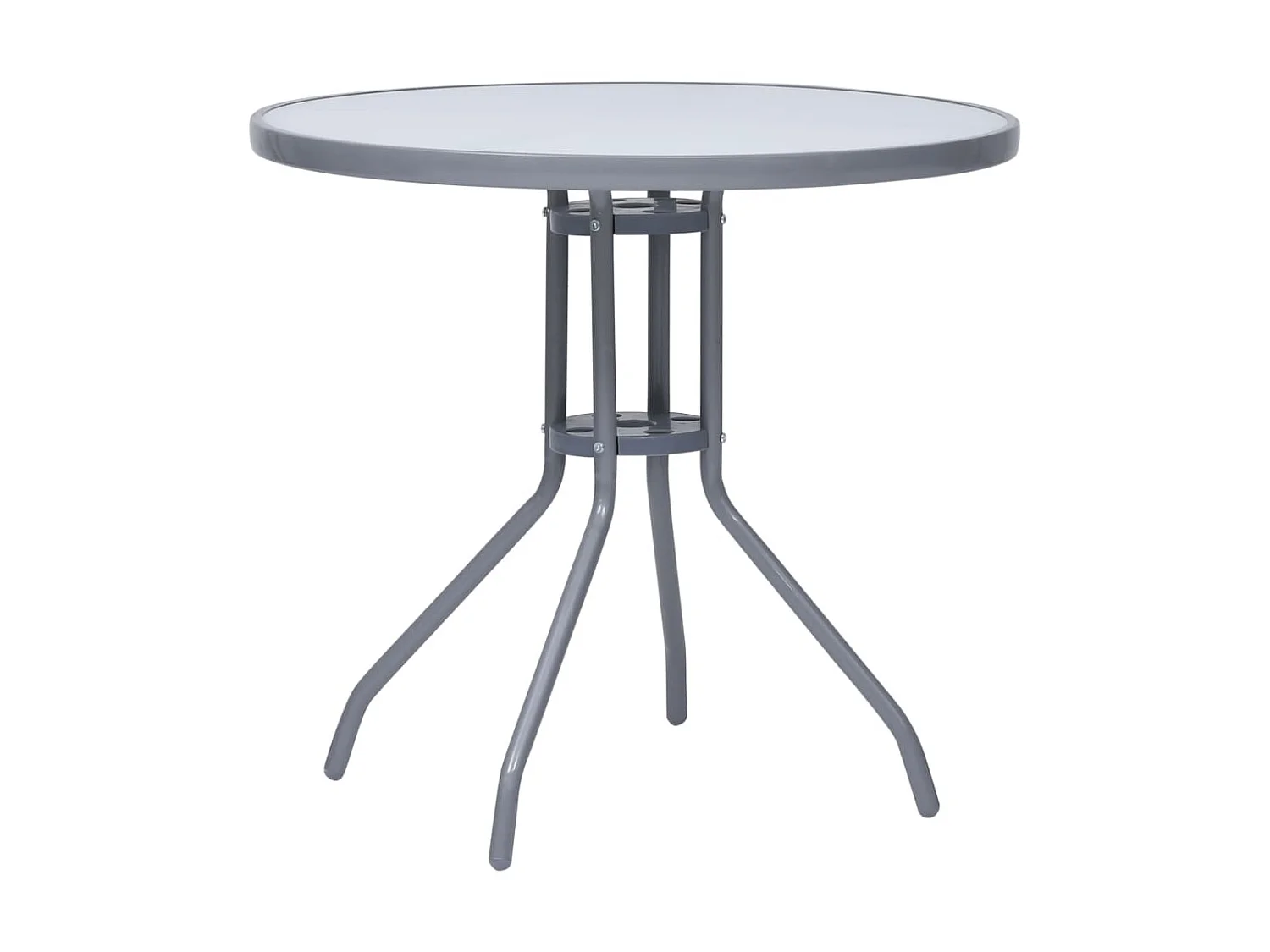 Mesa de comedor de jardín acero y vidrio gris claro 80 cm KOW93125