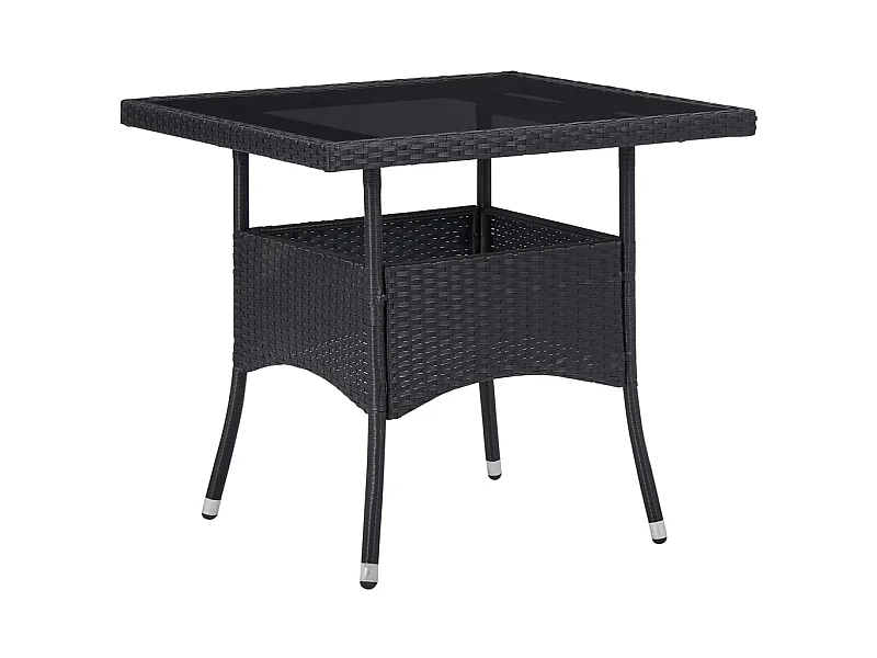 Mesa de comedor para jardín ratán sintético y vidrio negro KOW96736