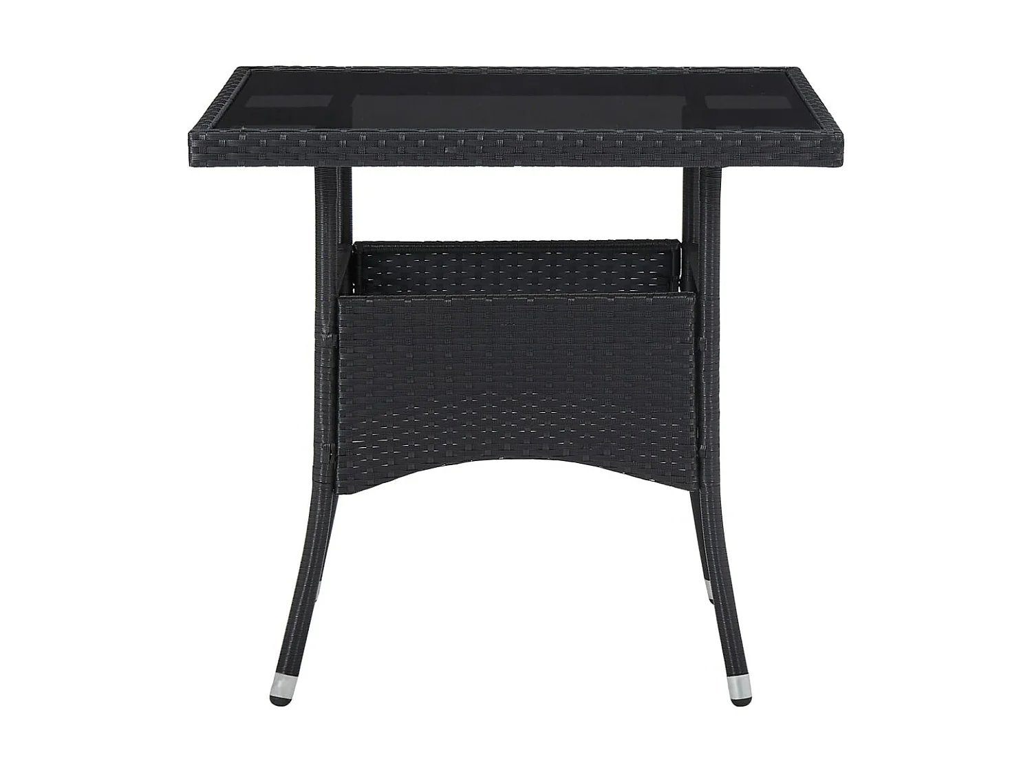 Table à manger de jardin Noir Résine tressée et verre GHR46461