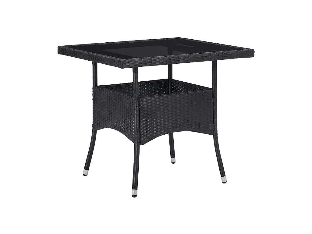 Table à manger de jardin Noir Résine tressée et verre GHR46461