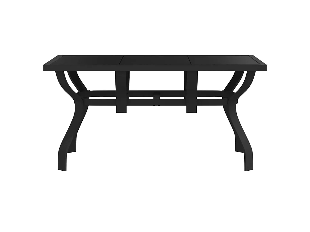 Table de jardin Noir 140x70x70 cm Acier et verre GHR59254