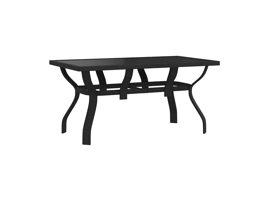 Table de jardin Noir 140x70x70 cm Acier et verre GHR59254