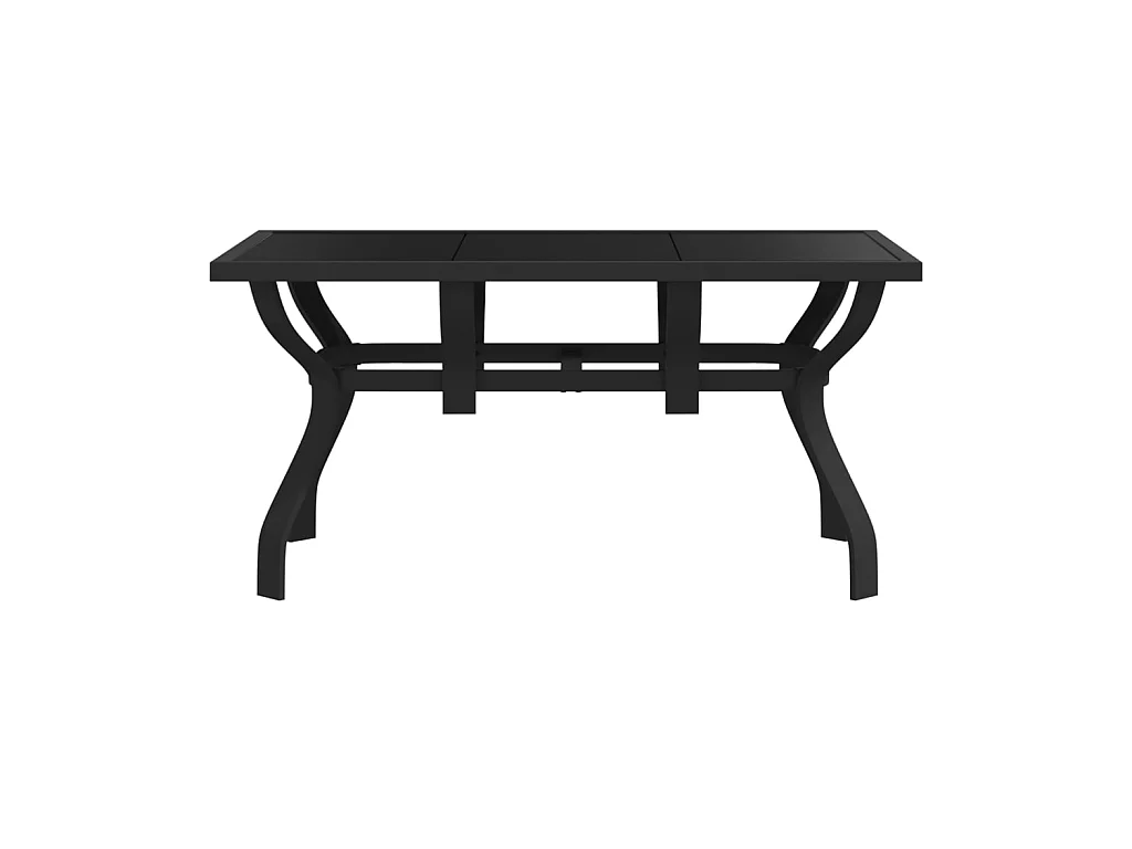 Table de jardin Noir 140x70x70 cm Acier et verre GHR59254